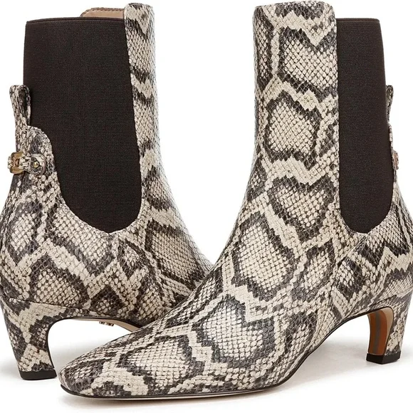 Sam Edelman Margo Grey Snake Print Chelsea Boots NIB Sz 7.5 - Picture 1 of 11